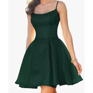 Formal ABCDRESS green Satin mini dress Fit & flare Sz14 Holiday party Cocktail